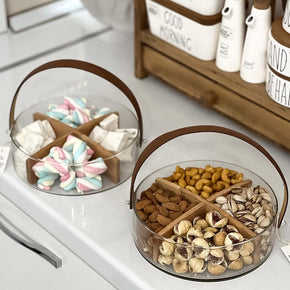 Bol de présentation en verre avec compartiments raffinés en bambou