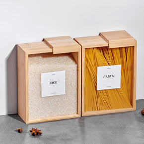 Boîtes de Rangement en Bambou – 2L pour Riz, Pâtes et Céréales