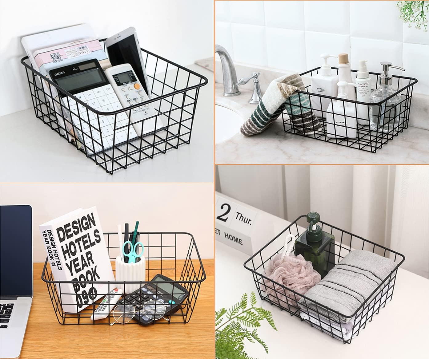 Paniers de rangement en fil métallique multifonction