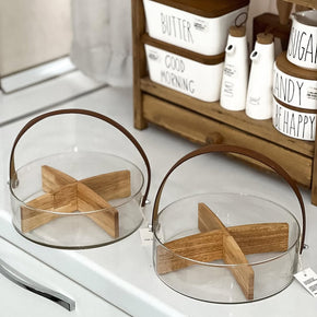Bol de présentation en verre avec compartiments raffinés en bambou